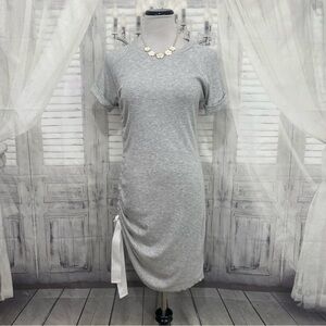 GB Gianni Bini Gray Scrunch Side T Shirt Dress Short Sleeve Fitted Pullover